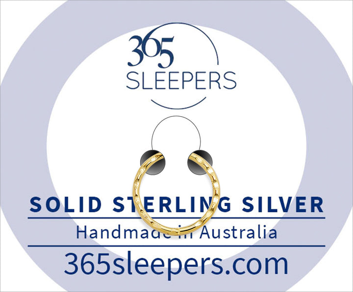365 Sleepers 22ct Gold Plated Sterling Silver Faceted Hinged Sleeper Earrings - 18G - PFGWholesale