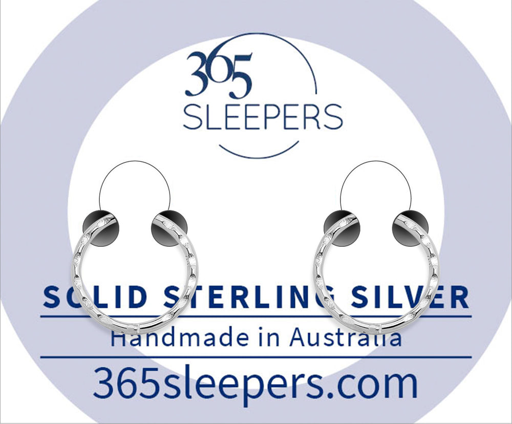 365 Sleepers Solid Sterling Silver Faceted Hinged Sleeper Earrings Made in Australia - 18G - PFGWholesale