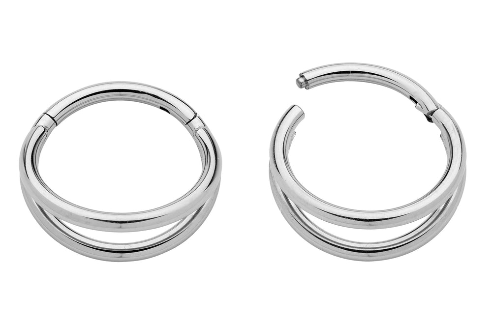 1 Pair Titanium Double Hinged Segment Ring - 16G - PFGWholesale