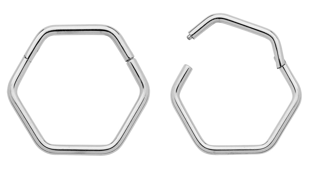 1 Pair Titanium Hexagonal Hinged Segment Ring - 18G - PFGWholesale
