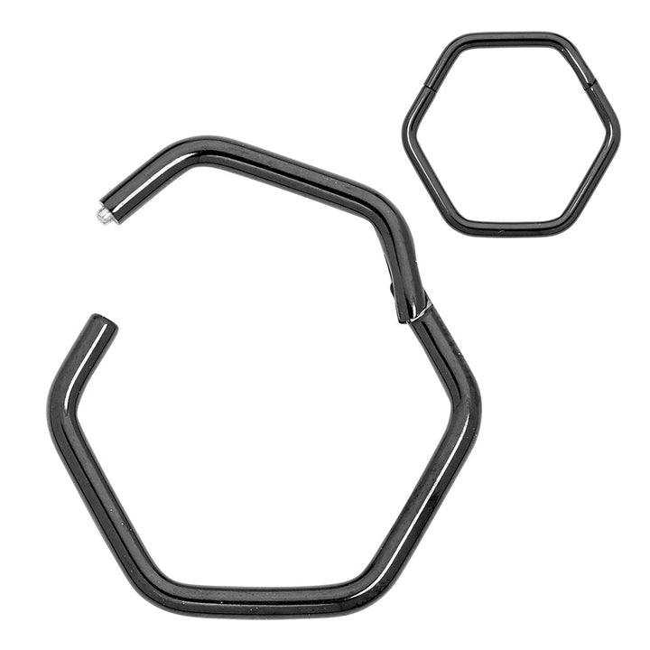 365 Sleepers 1 Piece Titanium Hexagonal Hinged Segment Ring - 18G - PFGWholesale