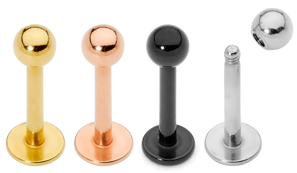 2 Pieces 18G-14G Stainless Steel Labret Tragus Lip Nose Stud 6mm-12mm - PFGWholesale