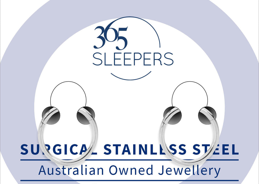 365 Sleepers 1 Pair Stainless Steel Hinged Sleeper Earrings - 18G - PFGWholesale