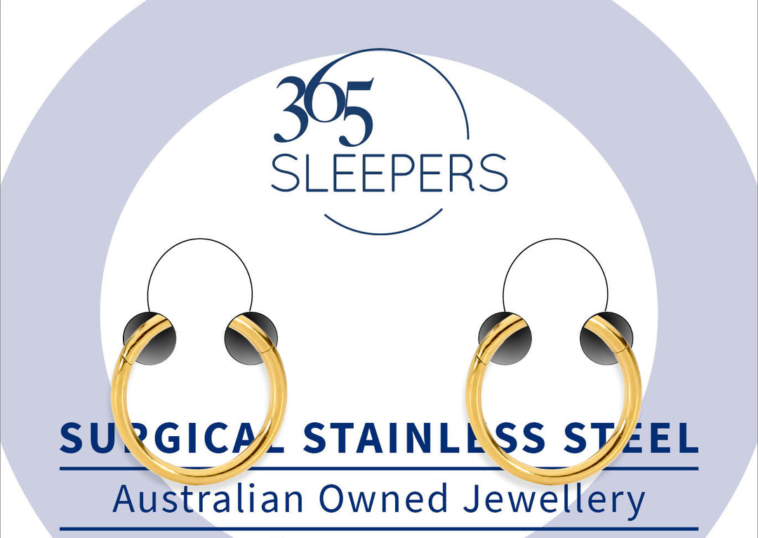 365 Sleepers 1 Pair Stainless Steel Hinged Sleeper Earrings - 14G - PFGWholesale
