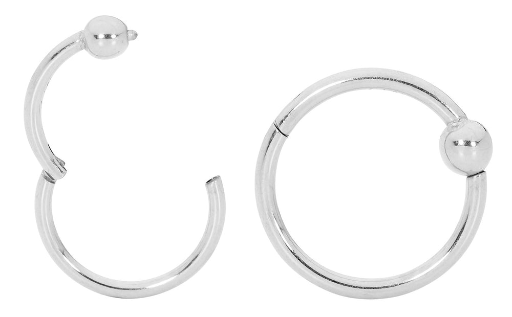1 Pair 20G - 14G Titanium Hinged BCR Ball Closure Segment Ring Earrings 6mm - 10mm - PFGWholesale