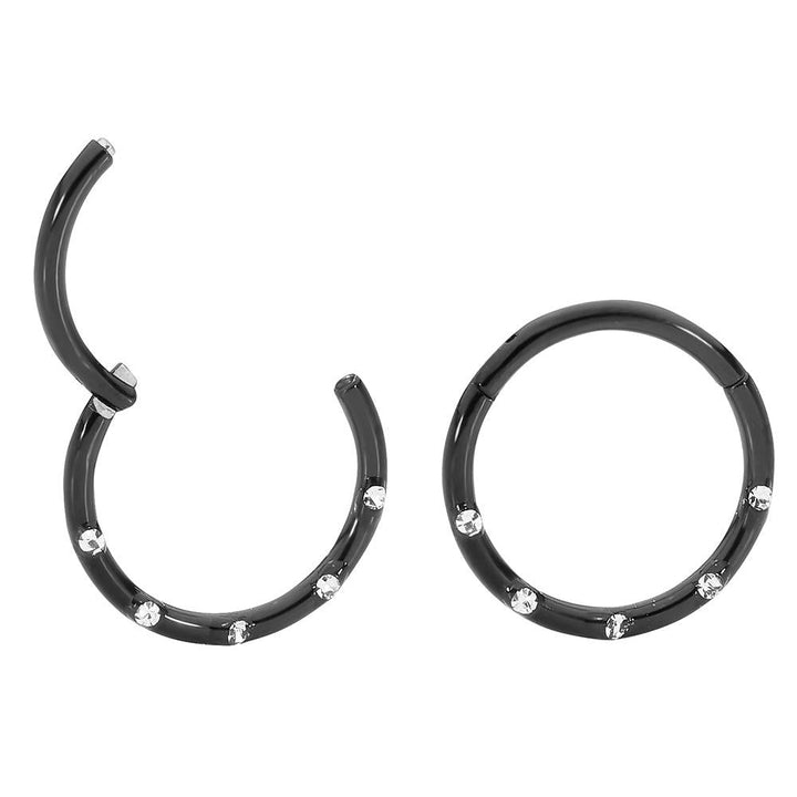 1 Pair Titanium Punch Set Gem Sleeper Earrings - 16G - PFGWholesale