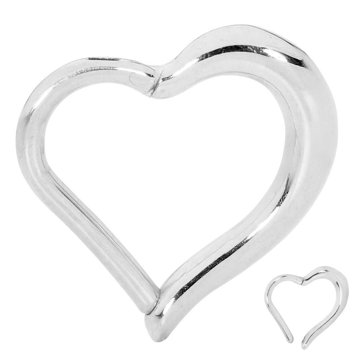 365 Sleepers 1 Piece Stainless Steel Heart Hinged Segment Ring - 16G - PFGWholesale